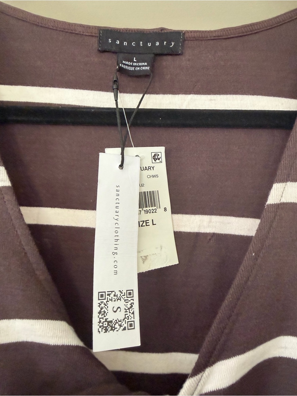 Sanctuary Sleeveless Twist-Front Stripe Tank Top in Brown & Cream Size L - Picture 2 of 4